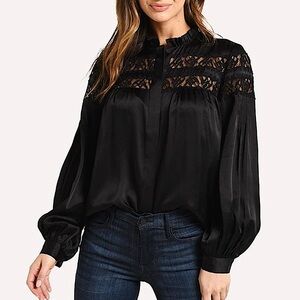 Silk FRAME Black Lace Blouse